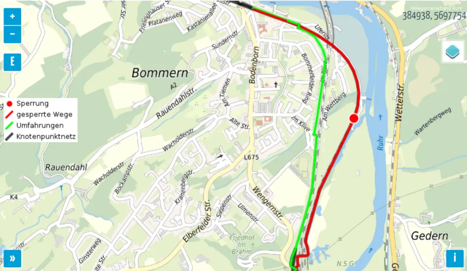 Umleitungsskizze RuhrtalRadweg in Witten