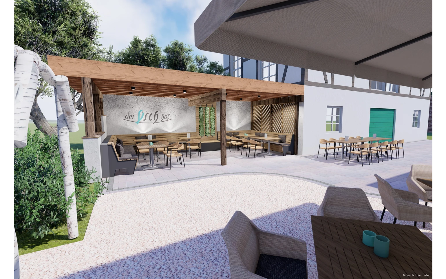 Außenbereich des Fischhofs Baumüller in Wickede (Ruhr)