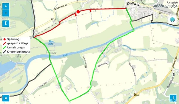 Umleitungsskizze RuhrtalRadweg in Fröndenberg und Holzwickede