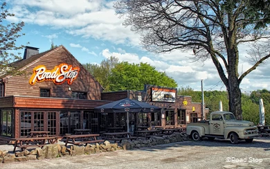 Außenansicht des Road Stop Motels in Dortmund
