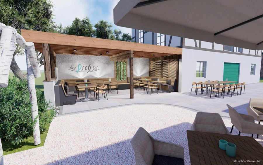 Außenbereich des Fischhofs Baumüller in Wickede (Ruhr)