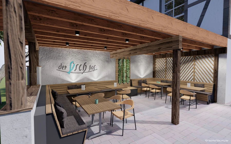 Außenbereich des Fischhofs Baumüller in Wickede (Ruhr)