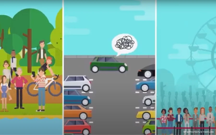 Grafik des Projekts AIR, die ein hohes Besucheraufkommen bei verschiedenen Freizeitorten darstellt