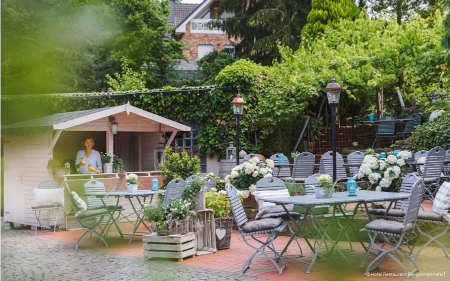 Terrasse des Hotel Restaurants Sengelmannshof in Essen