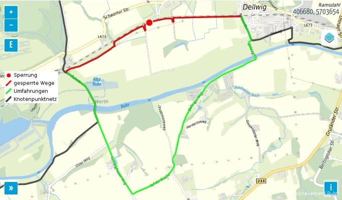 Umleitungsskizze RuhrtalRadweg in Fröndenberg und Holzwickede